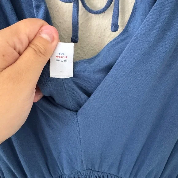 Old Navy Deep Blue V-Neck Jumpsuit - Picture 5 of 6